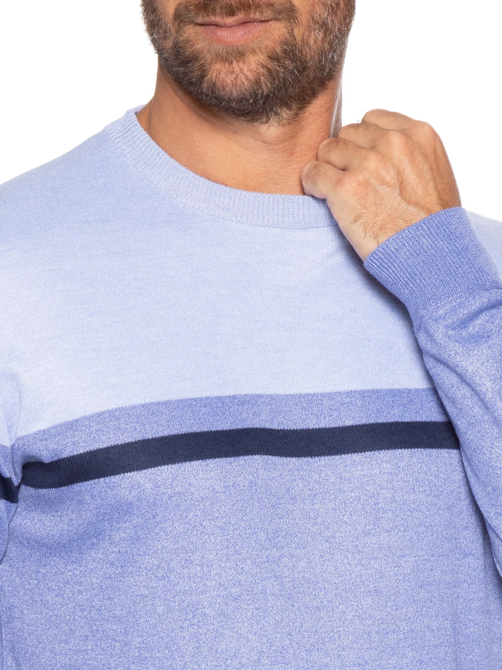 Suéter Masculino Gola Redonda Casual Azul Basiq Men