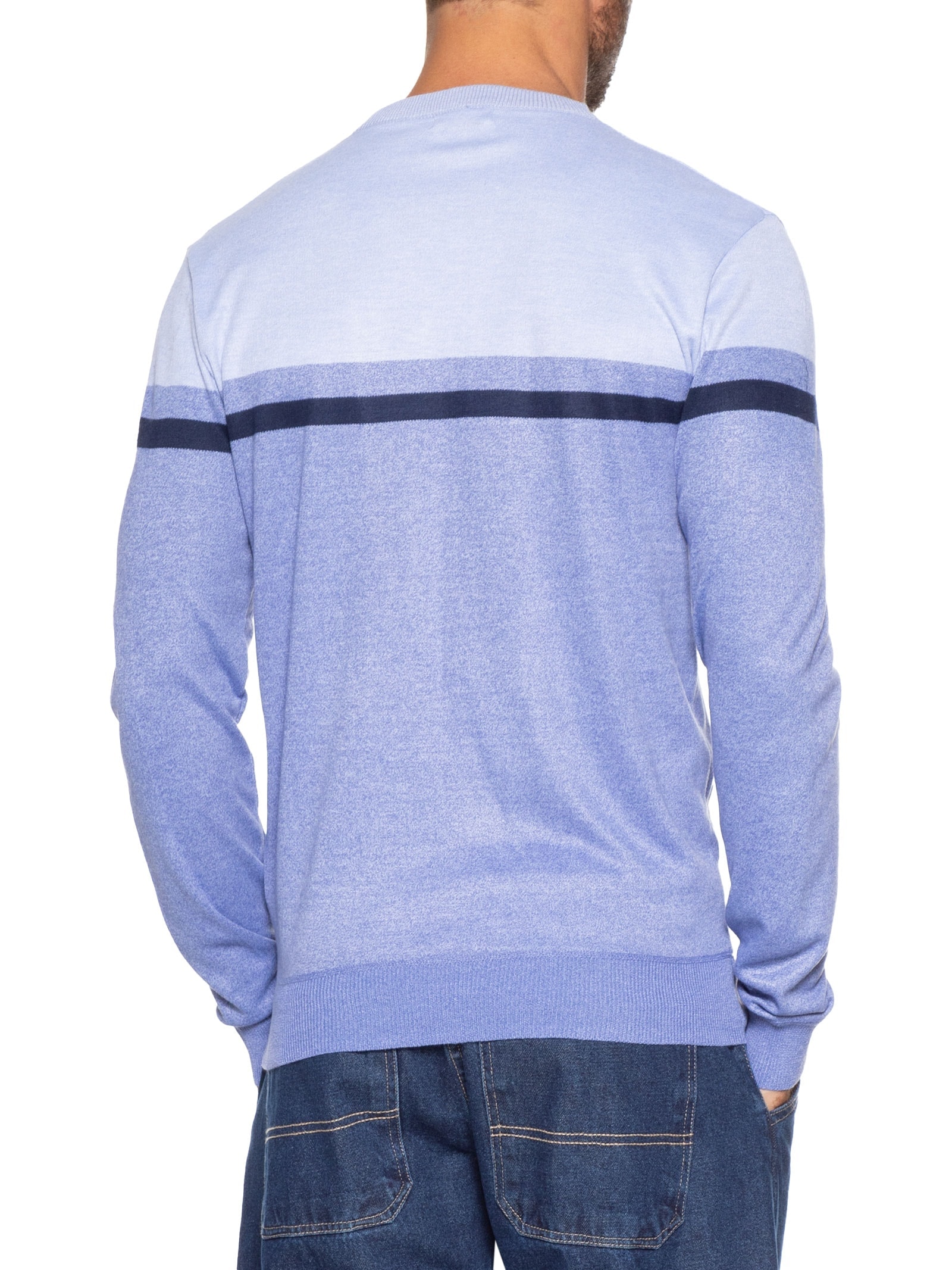 Suéter Masculino Gola Redonda Casual Azul Basiq Men