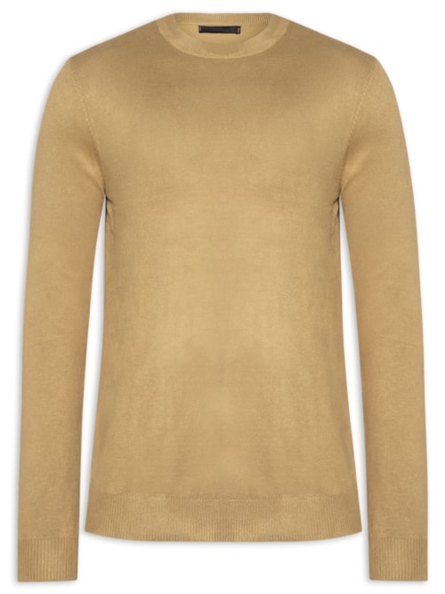 Suéter Masculino Gola Redonda Casual – Bege