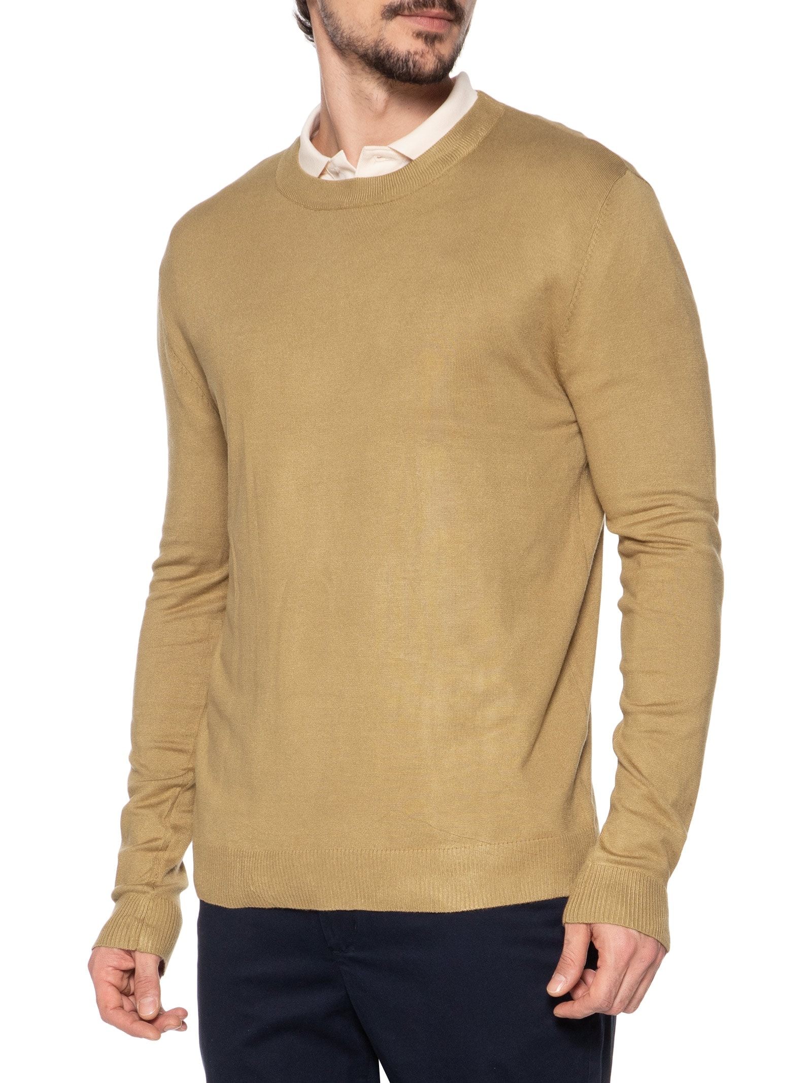 Suéter Masculino Gola Redonda Casual Bege '2 Essential
