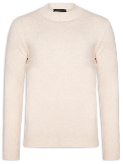 Suéter Masculino Gola Redonda Casual – Bege
