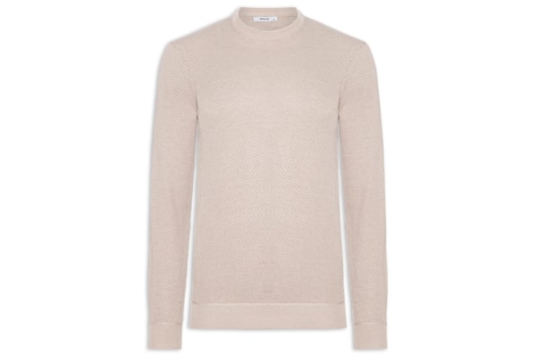 Suéter Masculino Gola Redonda Casual - Bege