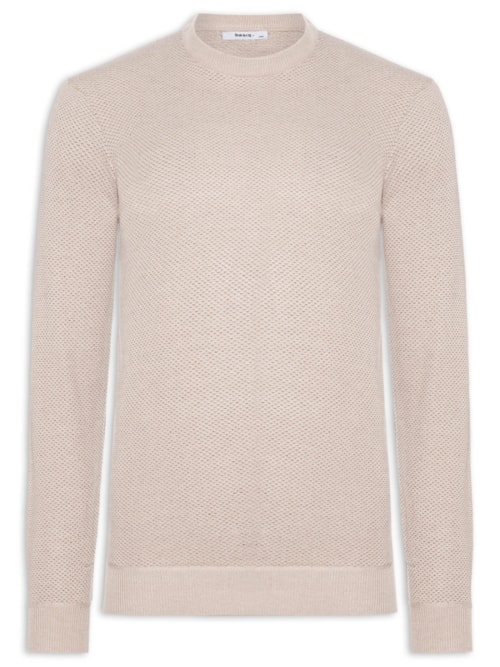 Suéter Masculino Gola Redonda Casual - Bege