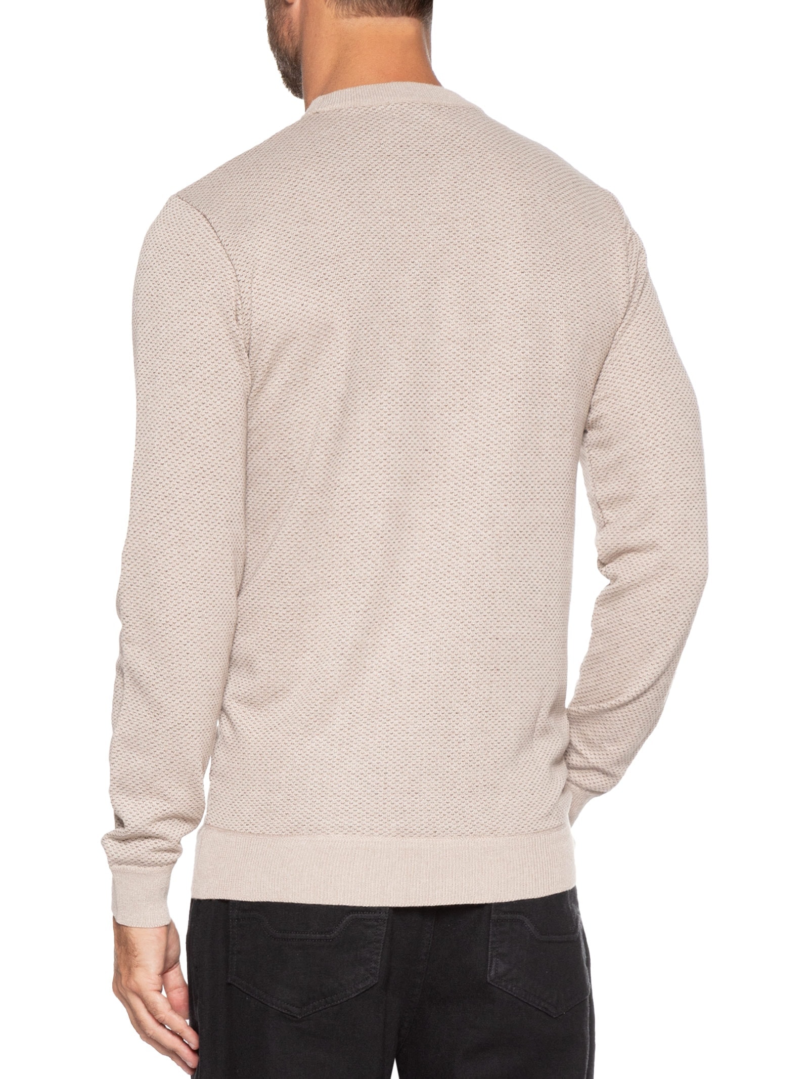 Suéter Masculino Gola Redonda Casual Bege Basiq Men