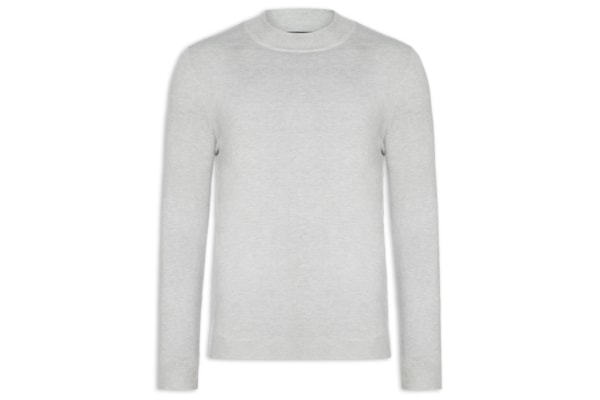 Suéter Masculino Gola Redonda Casual - Cinza