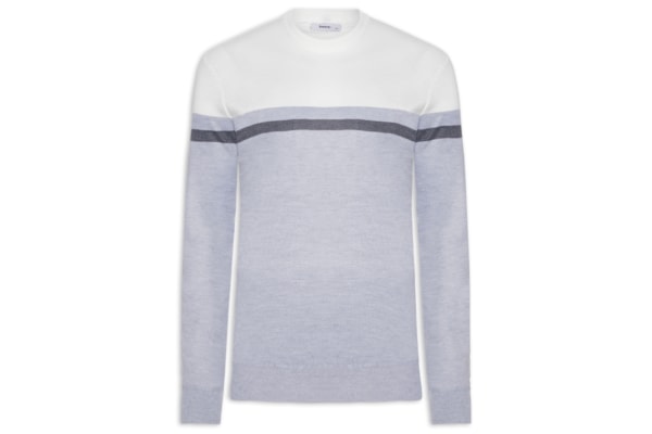 Suéter Masculino Gola Redonda Casual - Cinza