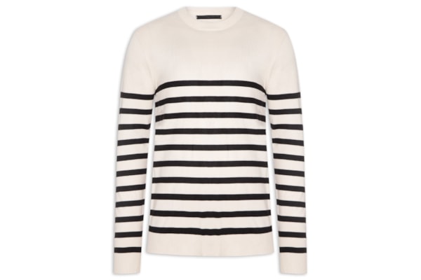 Suéter Masculino Gola Redonda Casual - Off White