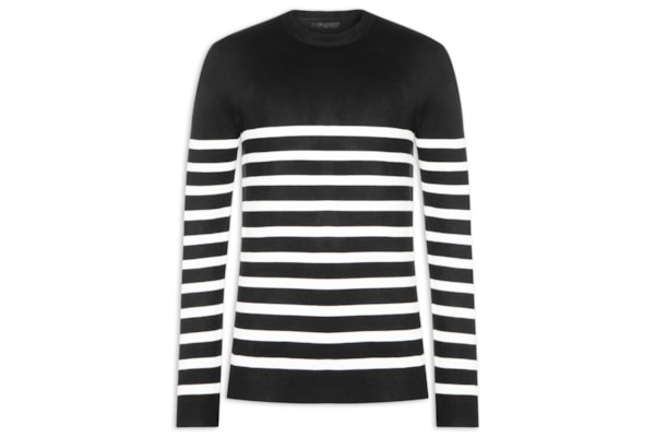 Suéter Masculino Gola Redonda Casual - Preto