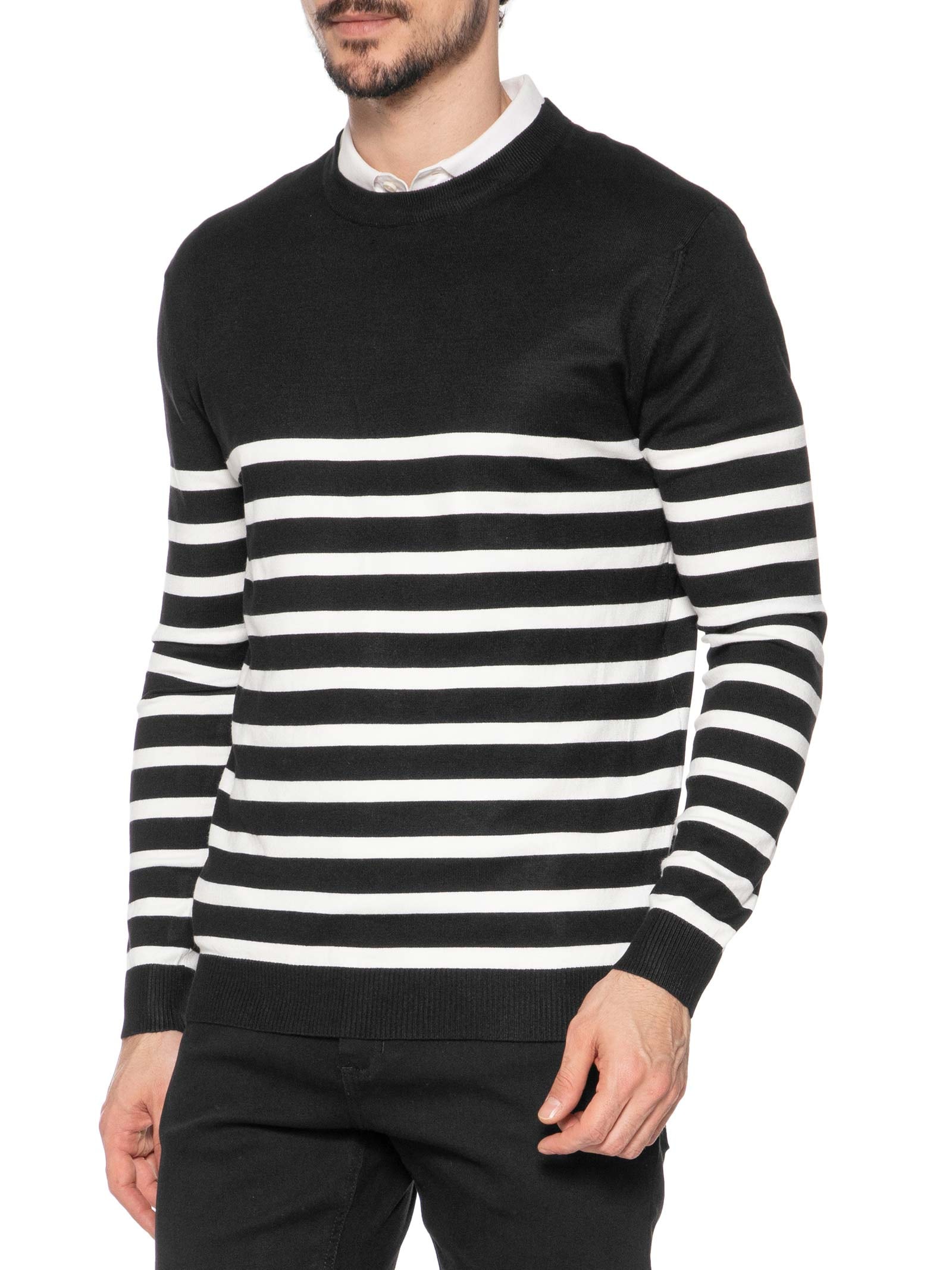 Suéter Masculino Gola Redonda Casual Preto '2 Essential