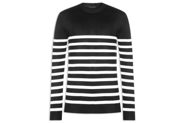 Suéter Masculino Gola Redonda Casual - Preto