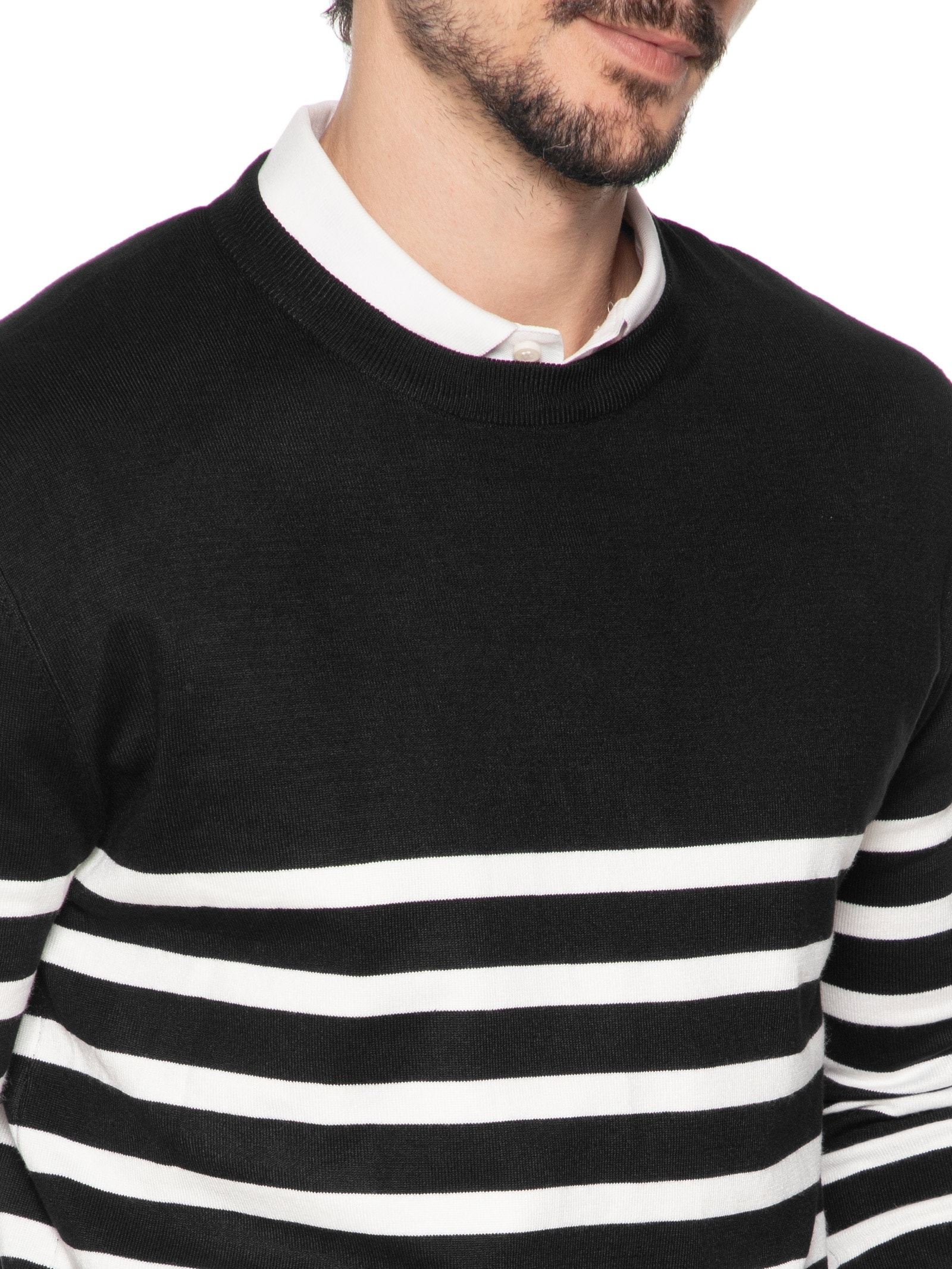 Suéter Masculino Gola Redonda Casual Preto '2 Essential