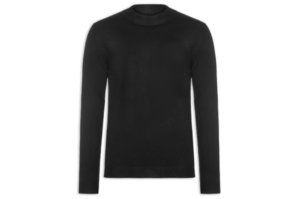 Suéter Masculino Gola Redonda Casual - Preto