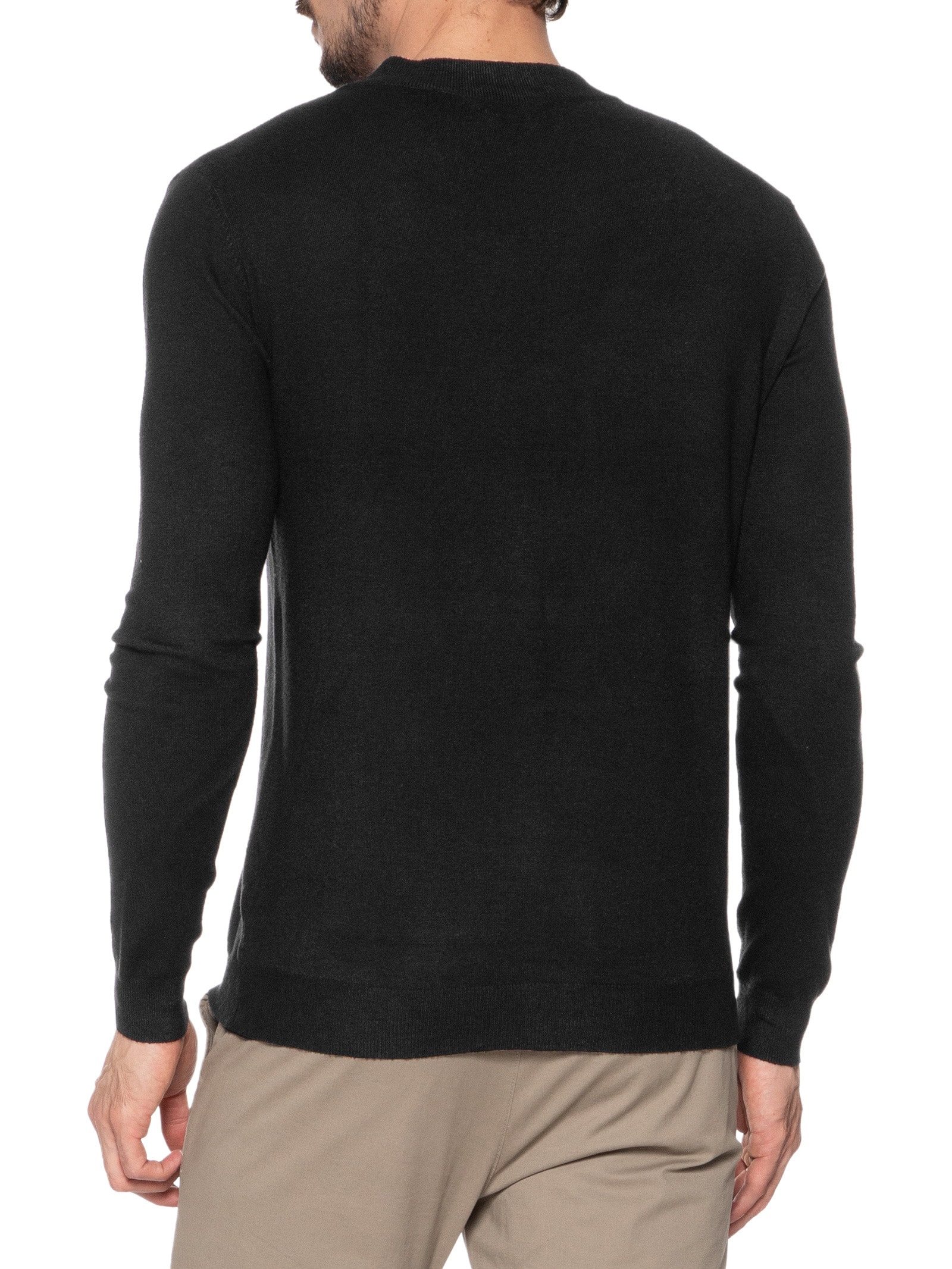 Suéter Masculino Gola Redonda Casual Preto '2 Essential