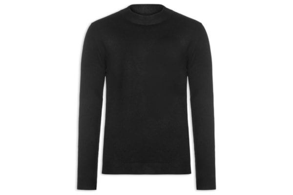 Suéter Masculino Gola Redonda Casual - Preto