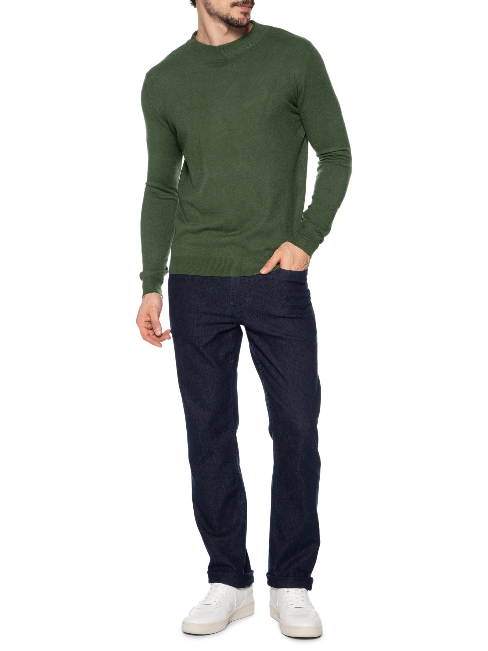 Suéter Masculino Gola Redonda Casual Verde '2 Essential