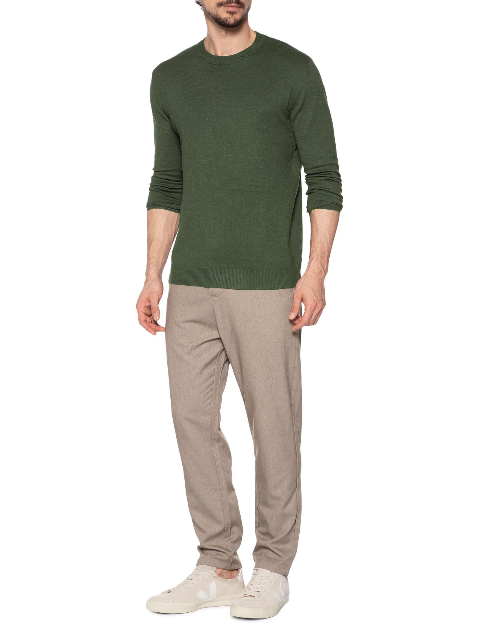 Suéter Masculino Gola Redonda Casual Verde '2 Essential