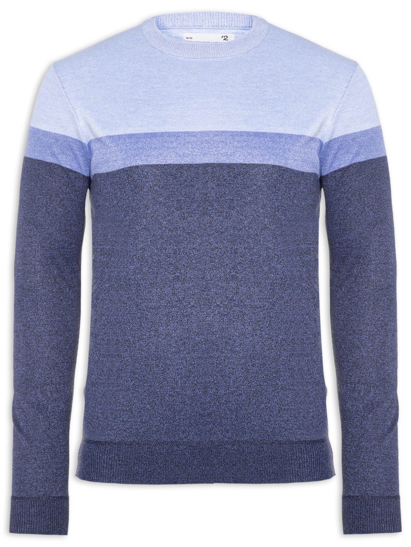 Suéter Masculino Gola Redonda Listra Azul '2 Essential