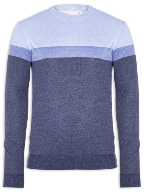 Suéter Masculino Gola Redonda Listra - Azul