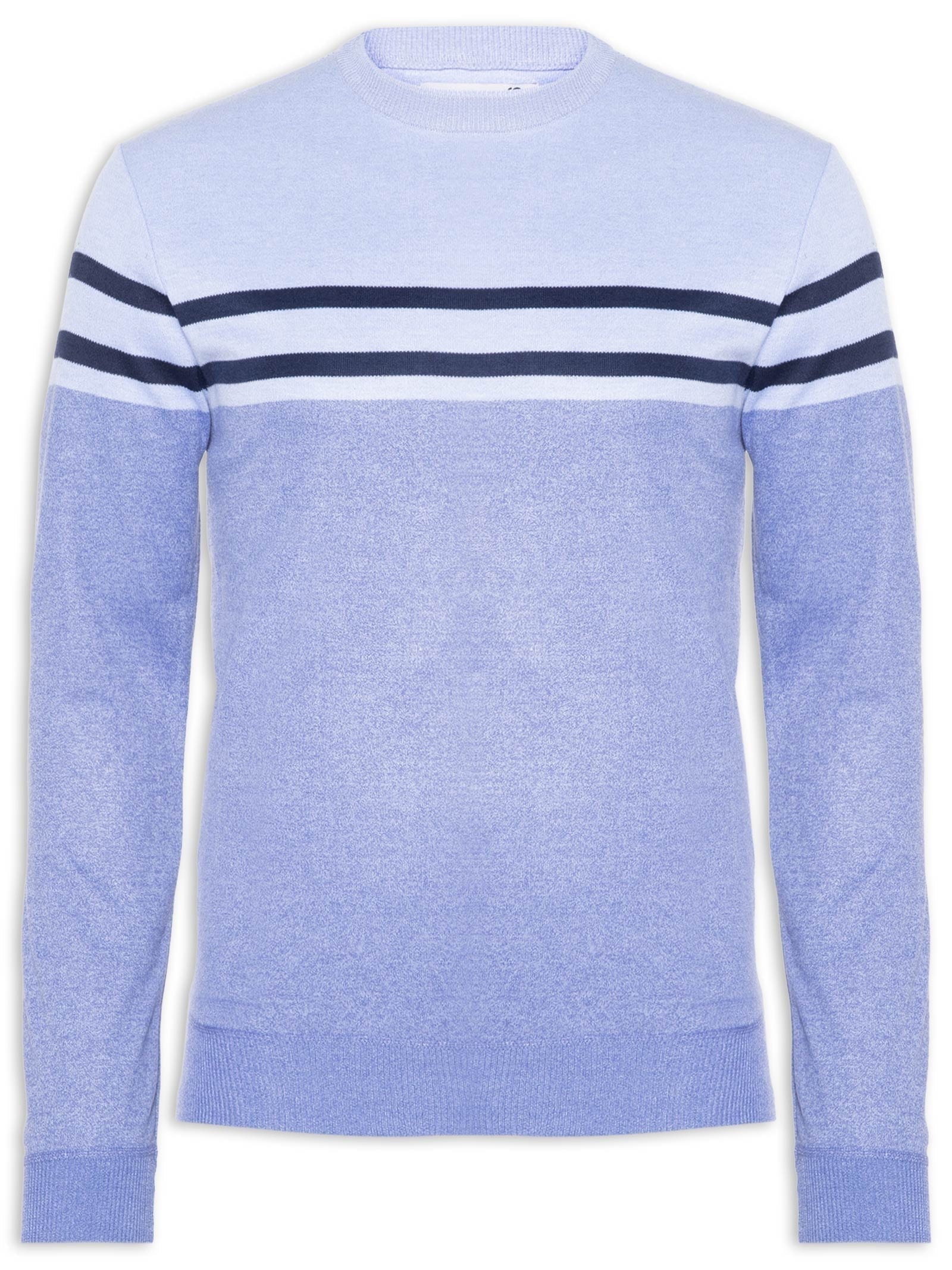 Suéter Masculino Gola Redonda Listra Azul '2 Essential