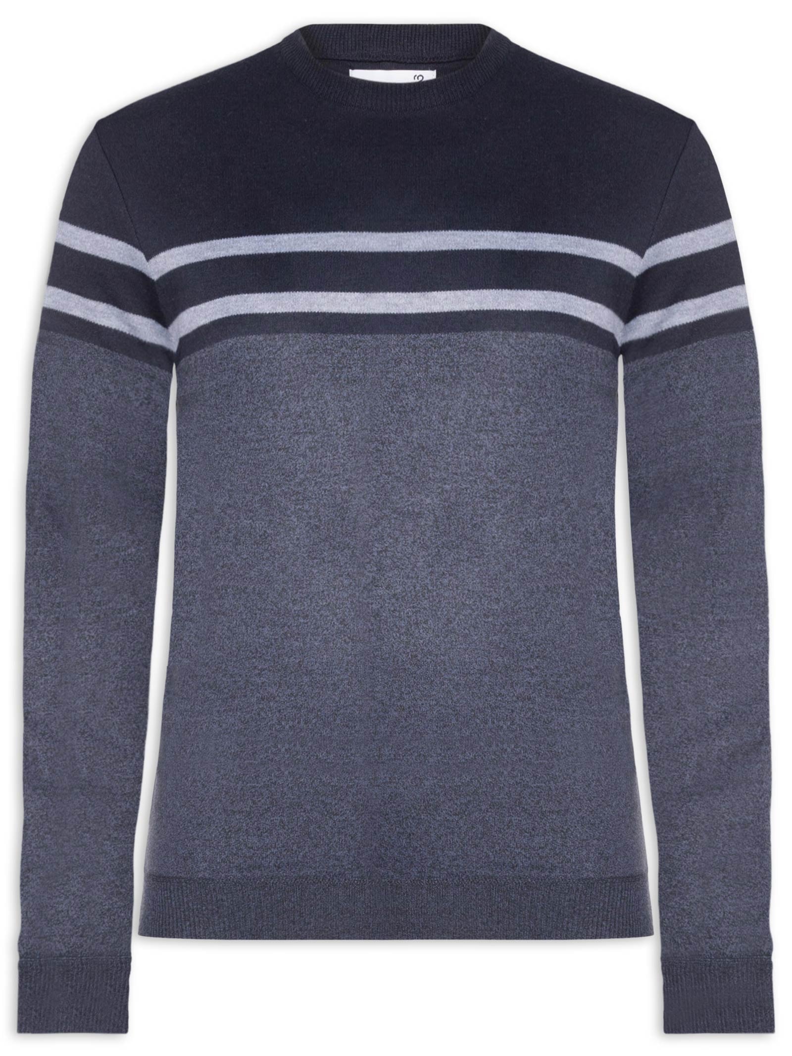 Suéter Masculino Gola Redonda Listra Azul '2 Essential