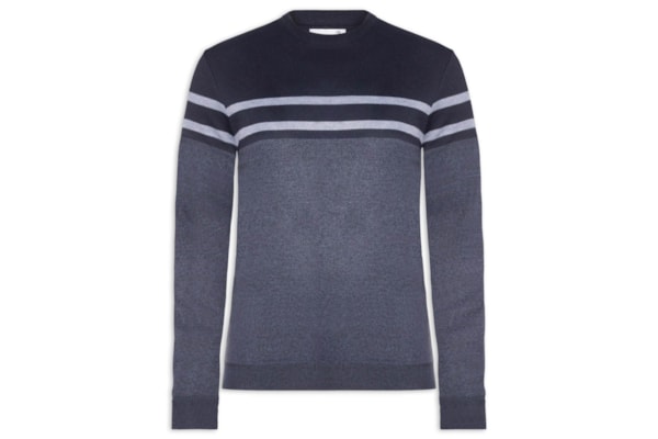 Suéter Masculino Gola Redonda Listra - Azul