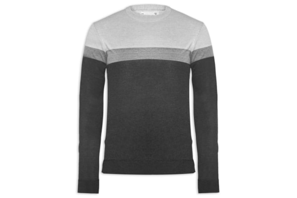 Suéter Masculino Gola Redonda Listra - Preto