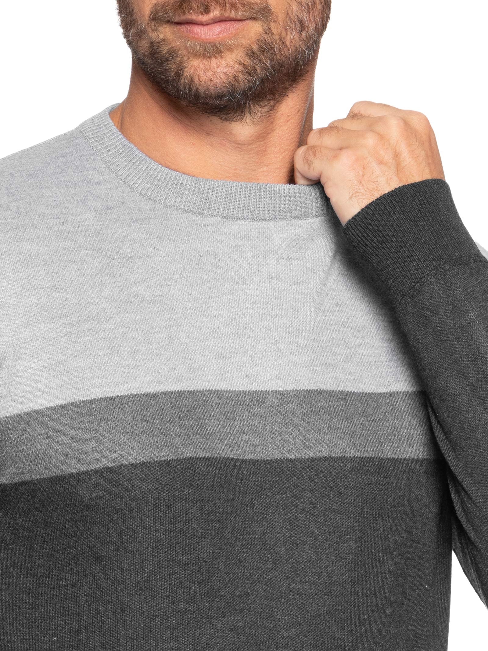 Suéter Masculino Gola Redonda Listra Preto '2 Essential