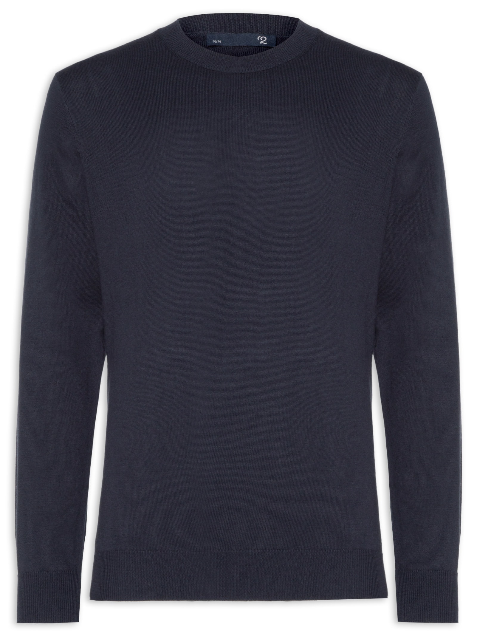 Suéter Masculino Gola Redonda Manga Longa Algodão Pima com Cashmere  Azul '2 Essential