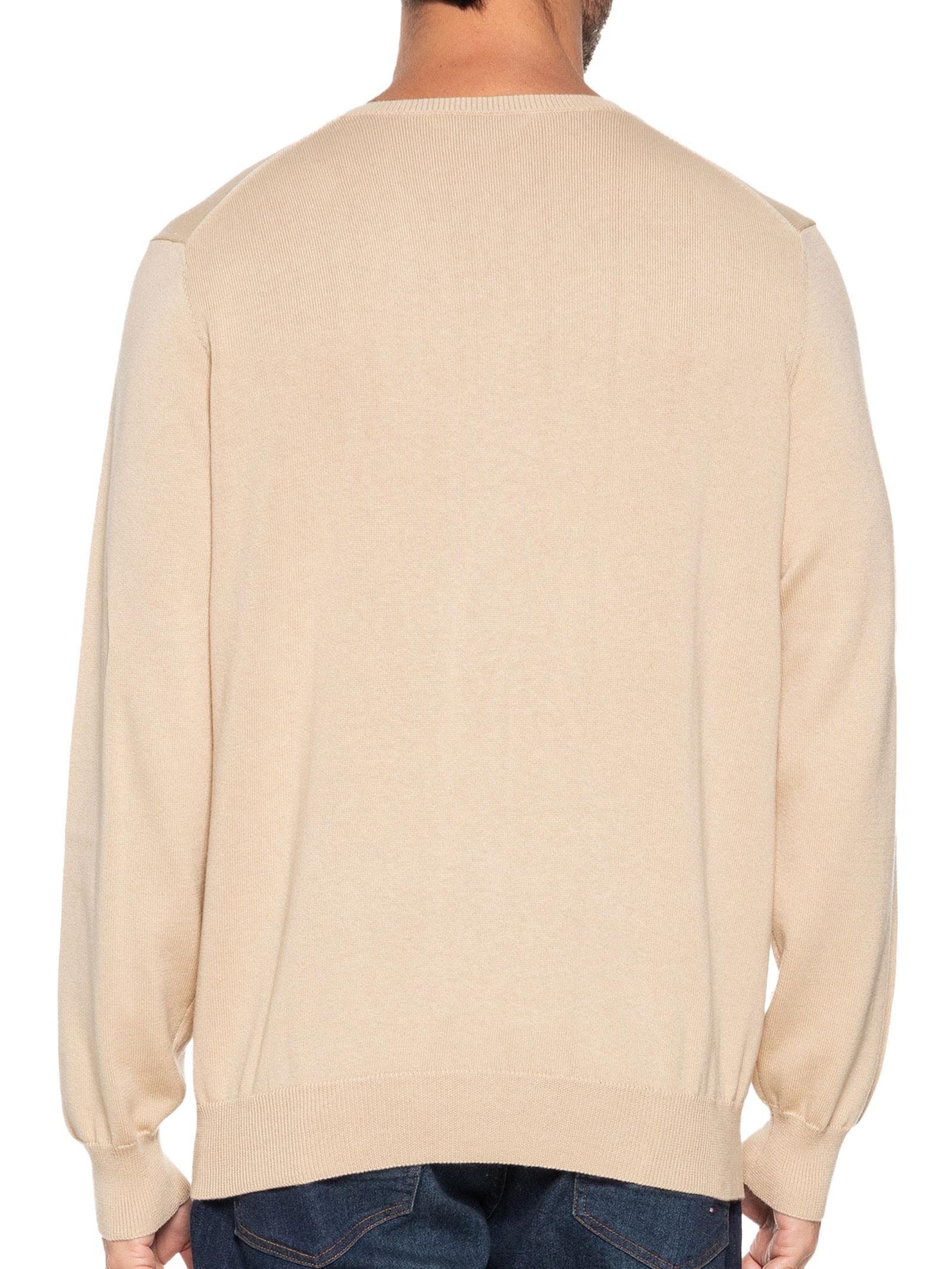 Suéter Masculino Gola Redonda Manga Longa Algodão Pima Com Cashmere Bege '2 Essential