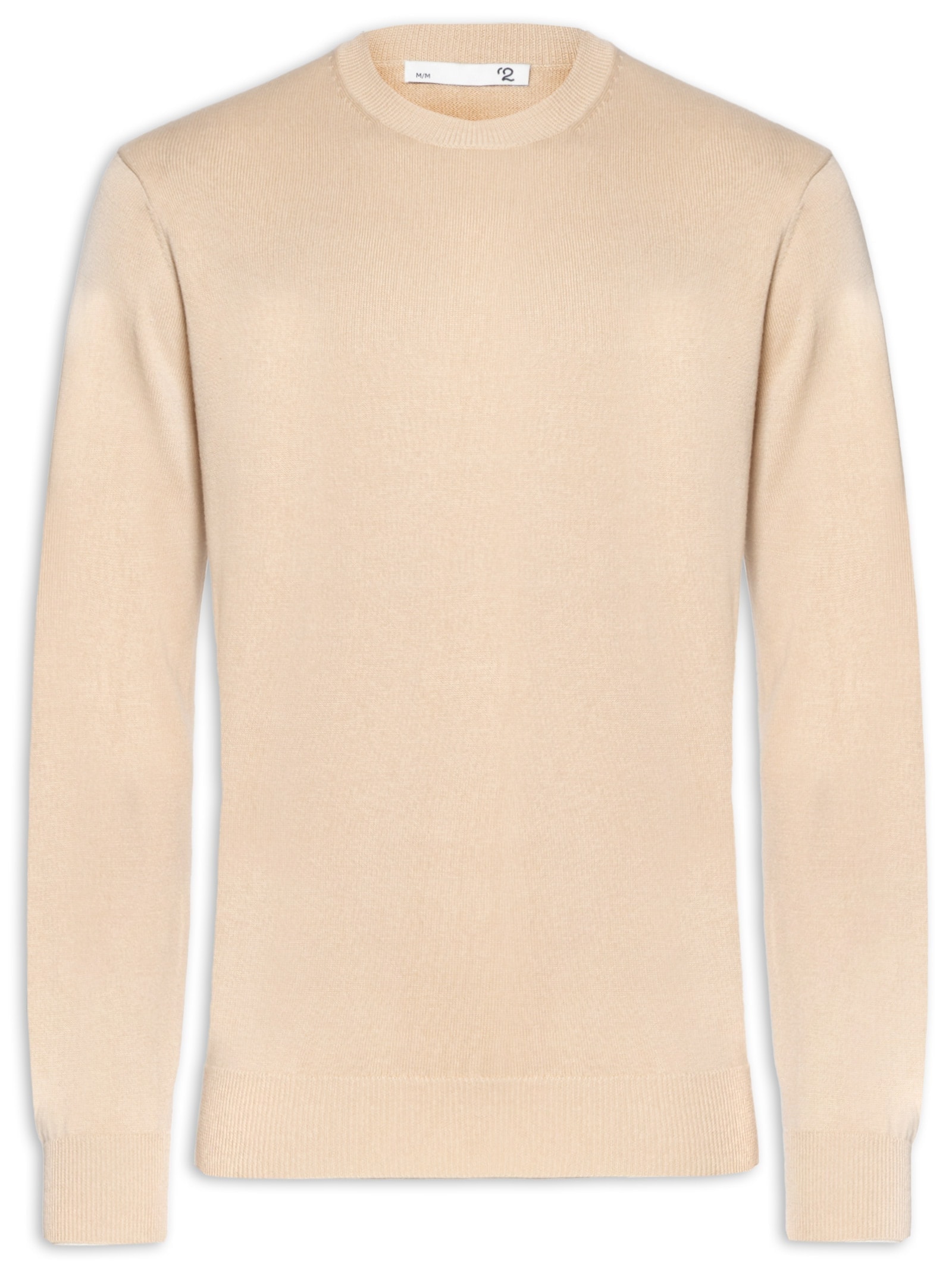 Suéter Masculino Gola Redonda Manga Longa Algodão Pima com Cashmere Bege '2 Essential