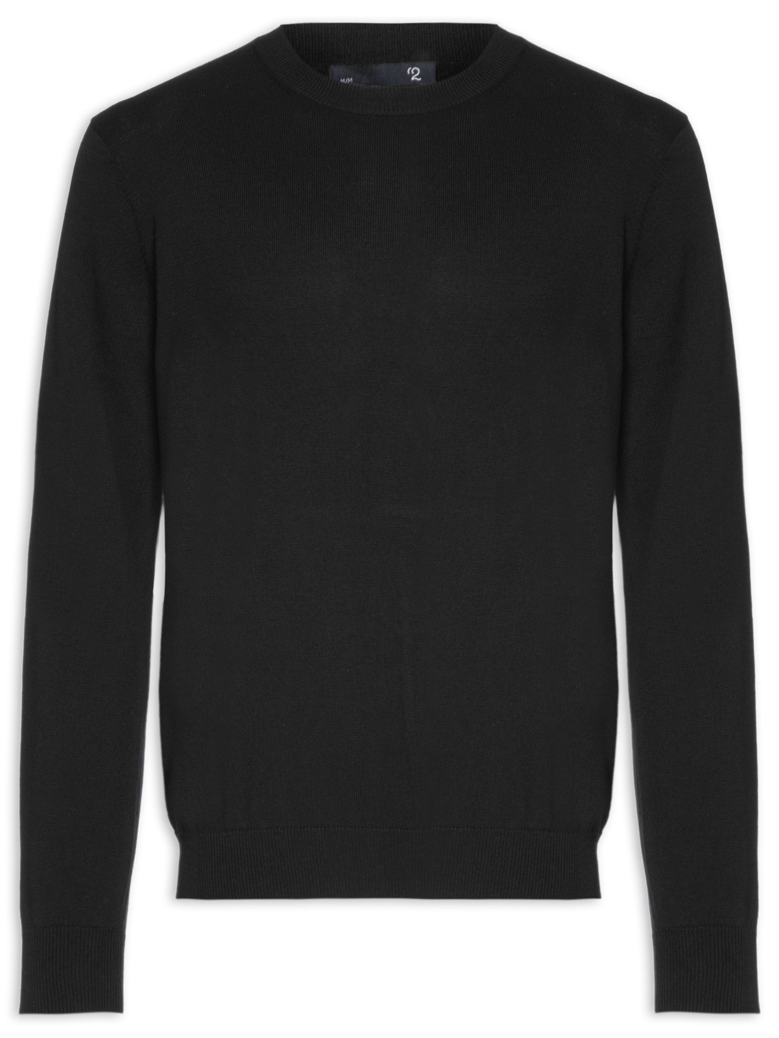 Suéter Masculino Gola Redonda Manga Longa Algodão Pima com Cashmere Preto '2 Essential