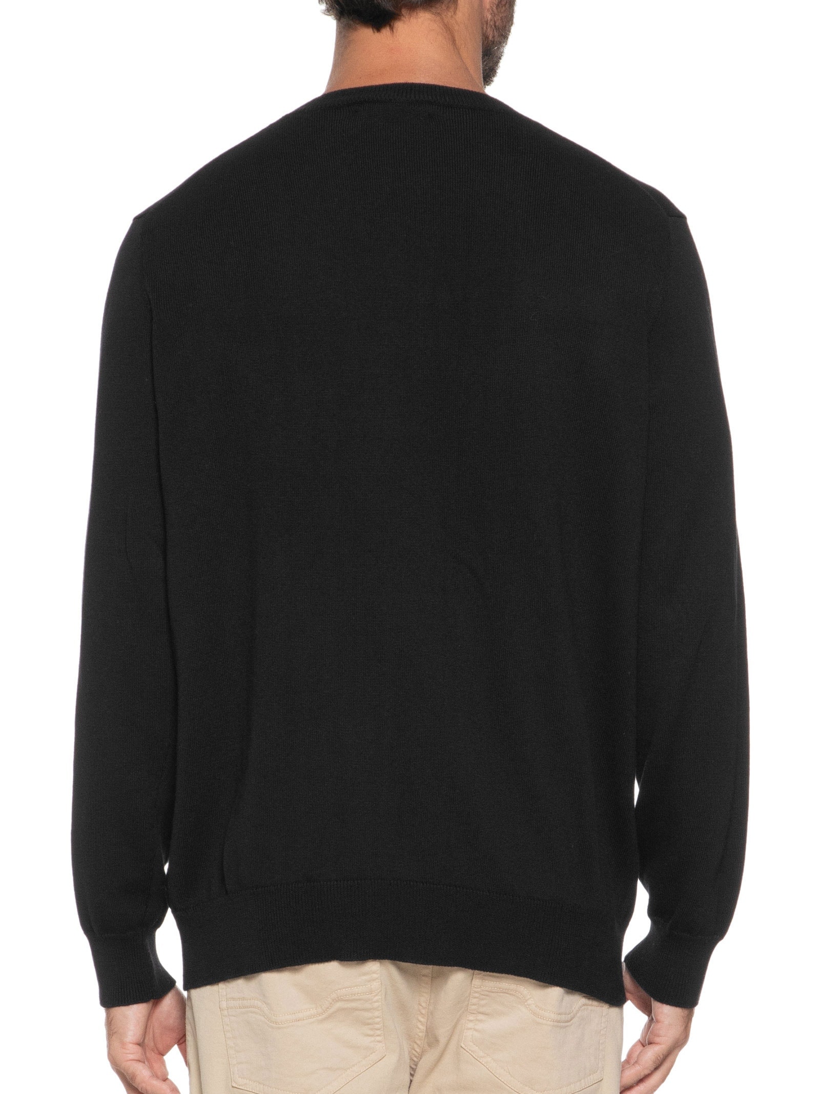 Suéter Masculino Gola Redonda Manga Longa Algodão Pima com Cashmere Preto '2 Essential