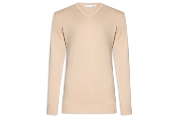 Suéter Masculino Gola Redonda Manga Longa Algodão Pima Com Cashmere – Bege