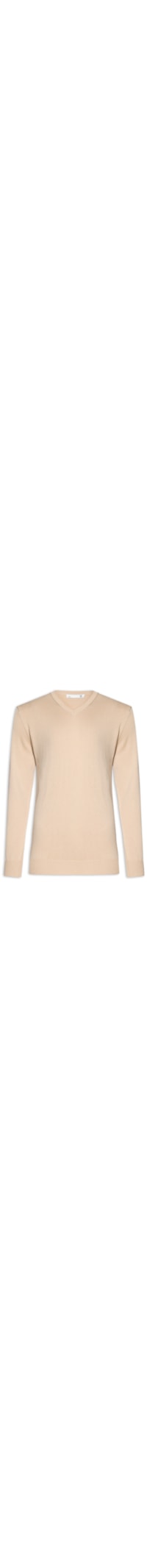 Suéter Masculino Gola Redonda Manga Longa Algodão Pima Com Cashmere – Bege