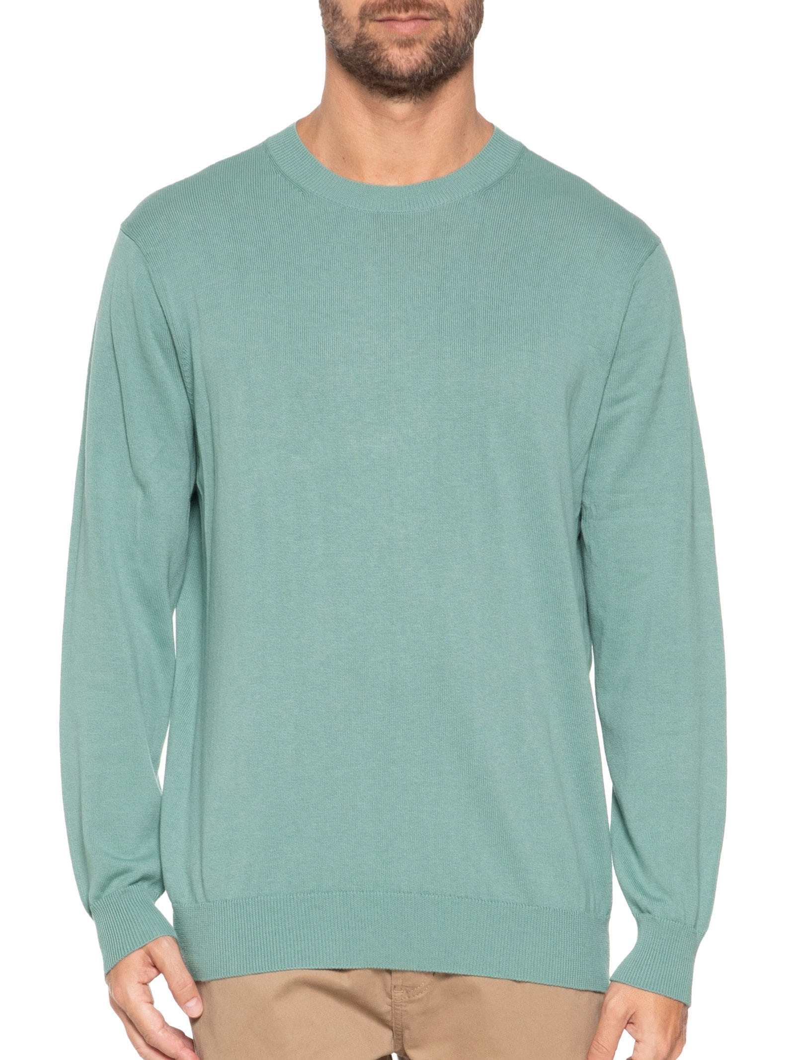 Suéter Masculino Gola Redonda Manga Longa Algodão Pima Com Cashmere – Verde '2 Essential