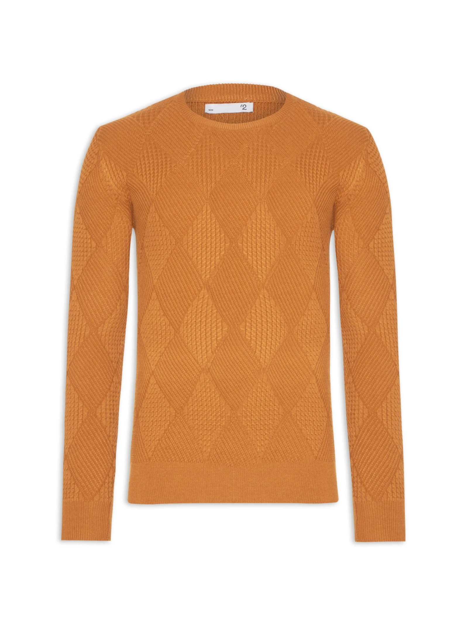 Suéter Masculino Gola Redonda Texturizada Amarelo '2 Essential