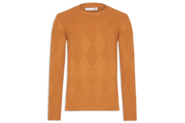 Suéter Masculino Gola Redonda Texturizada - Amarelo