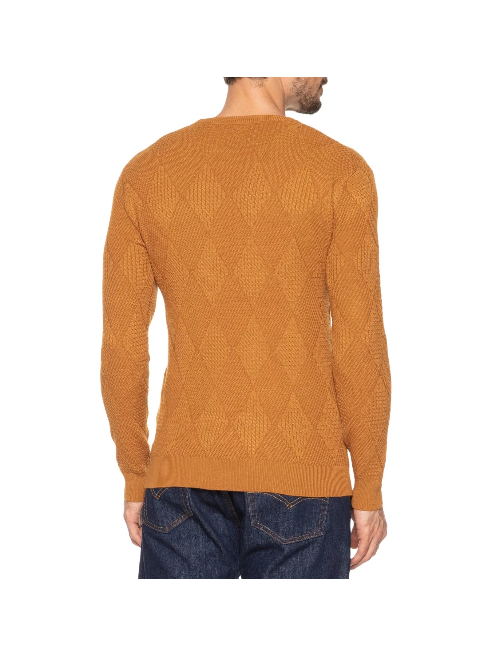 Suéter Masculino Gola Redonda Texturizada Amarelo '2 Essential