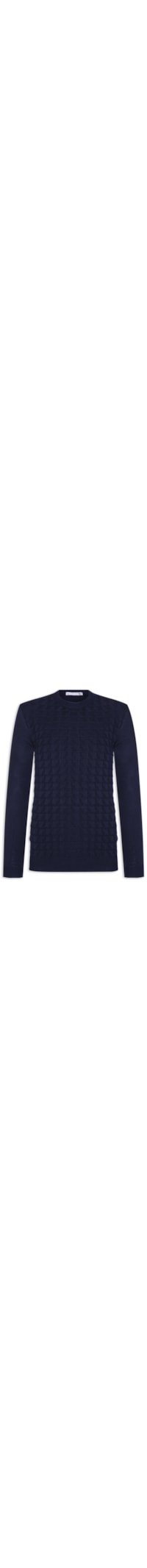 Suéter Masculino Gola Redonda Texturizada - Azul