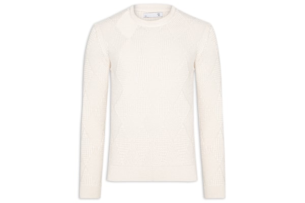 Suéter Masculino Gola Redonda Texturizada - Bege 