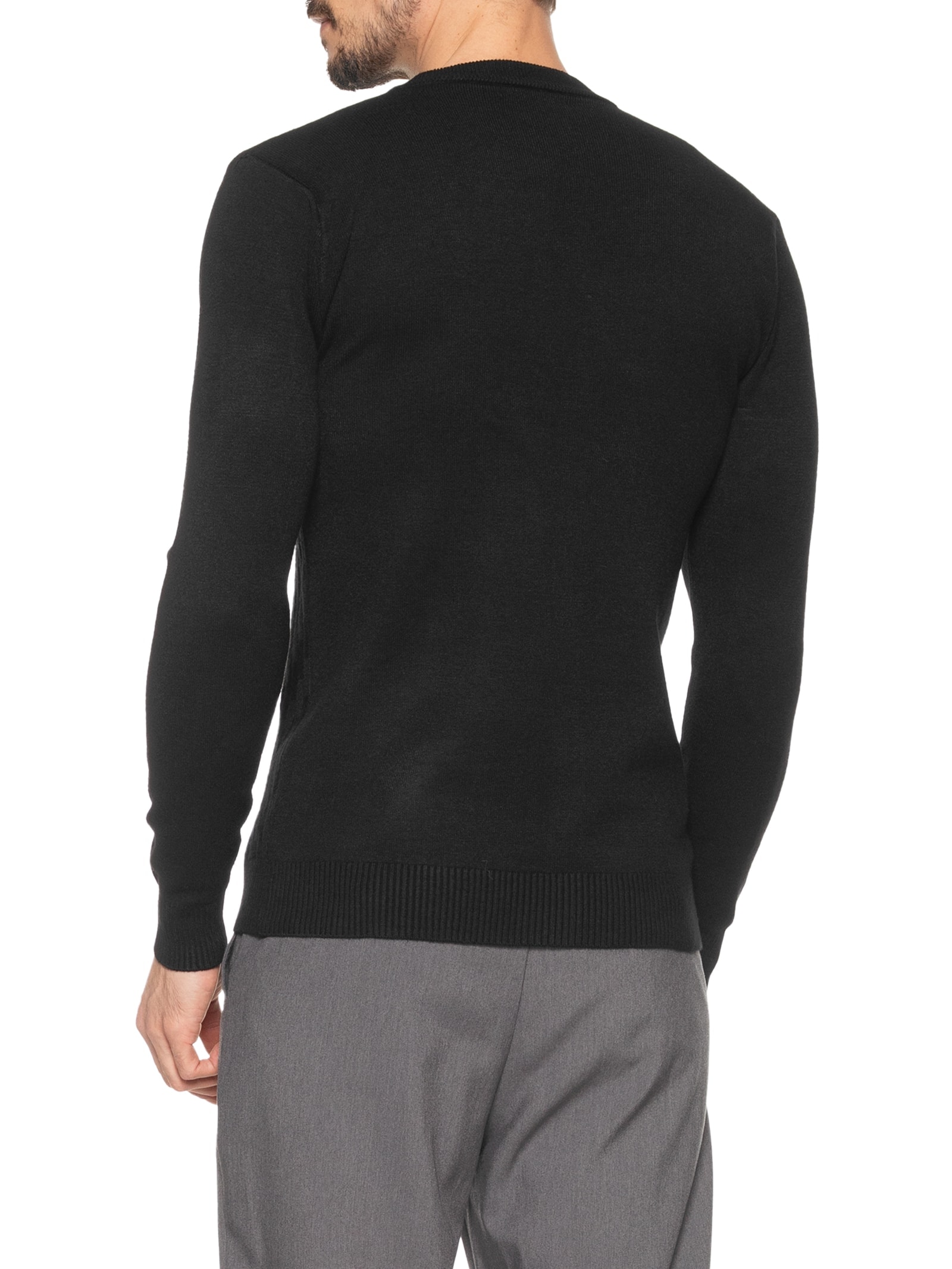 Suéter Masculino Gola Redonda Texturizada Preto '2 Essential