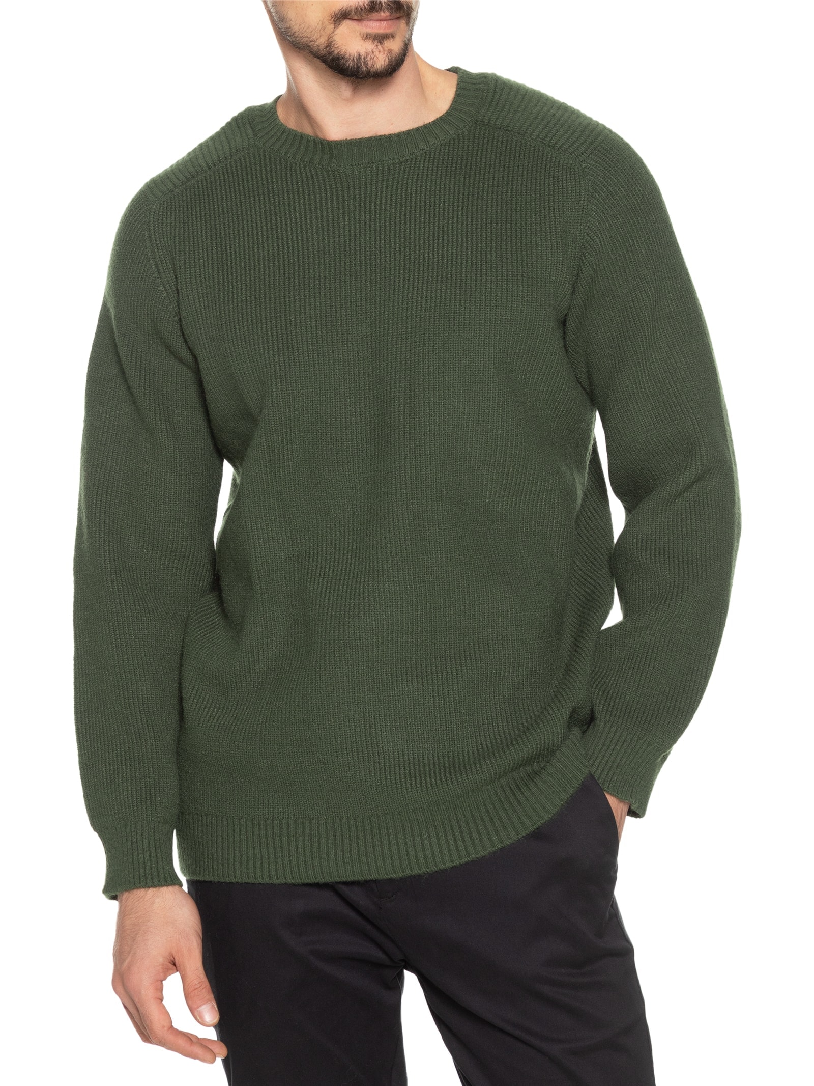 Suéter Masculino Gola Redonda Texturizada Verde '2 Essential