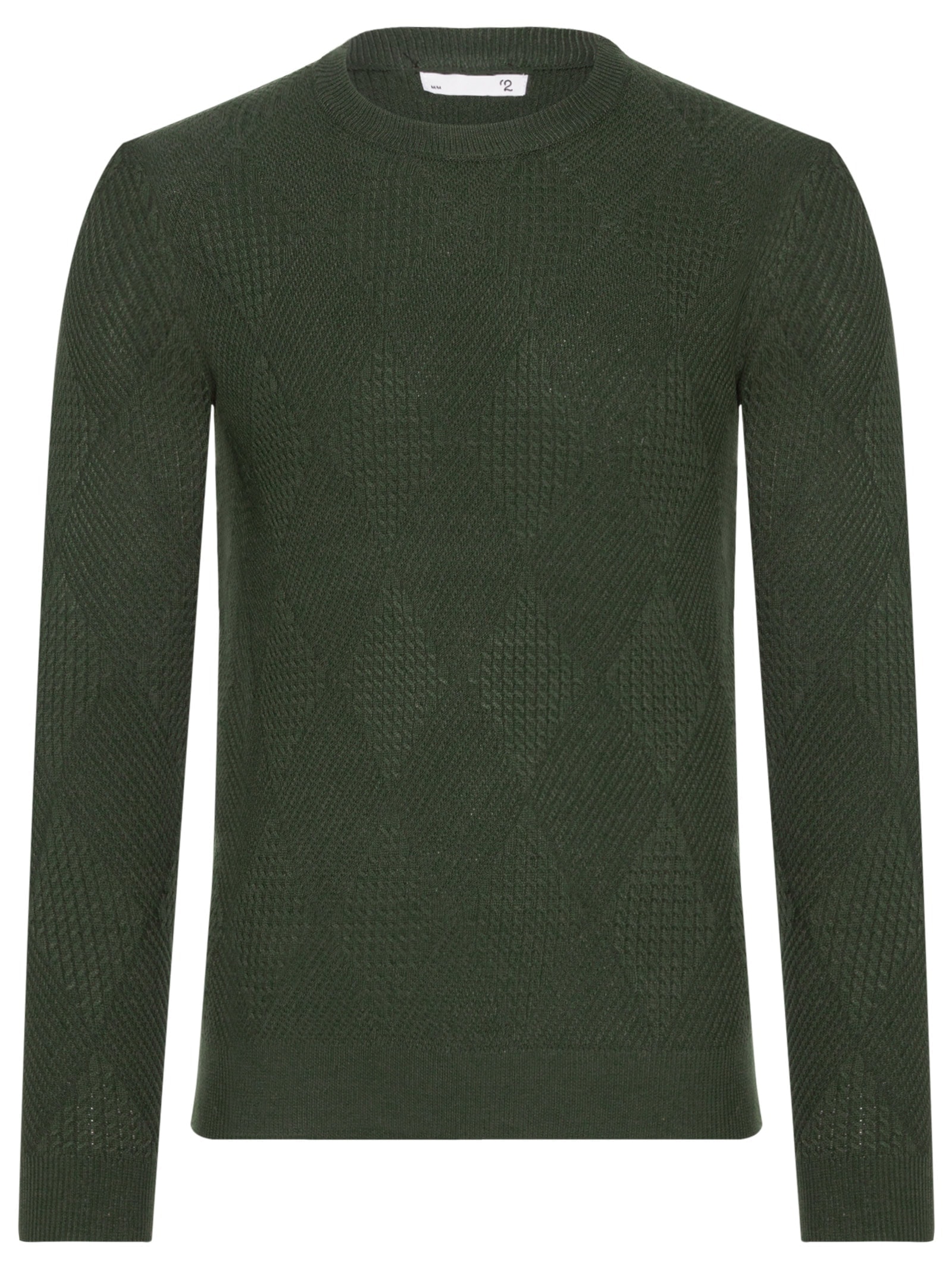 Suéter Masculino Gola Redonda Texturizada Verde '2 Essential