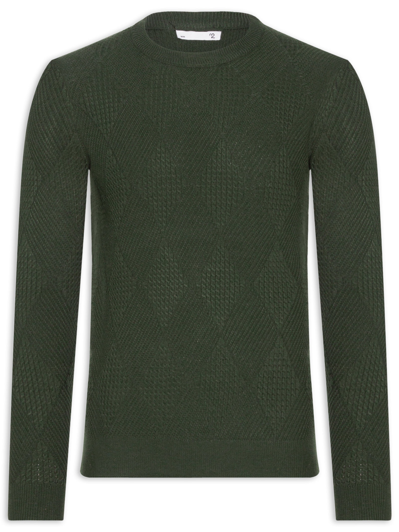 Suéter Masculino Gola Redonda Texturizada Verde '2 Essential