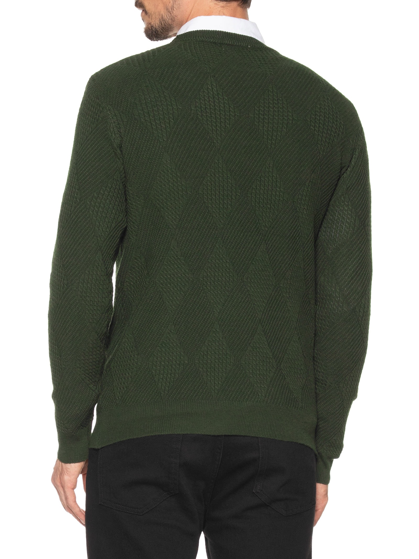 Suéter Masculino Gola Redonda Texturizada Verde '2 Essential