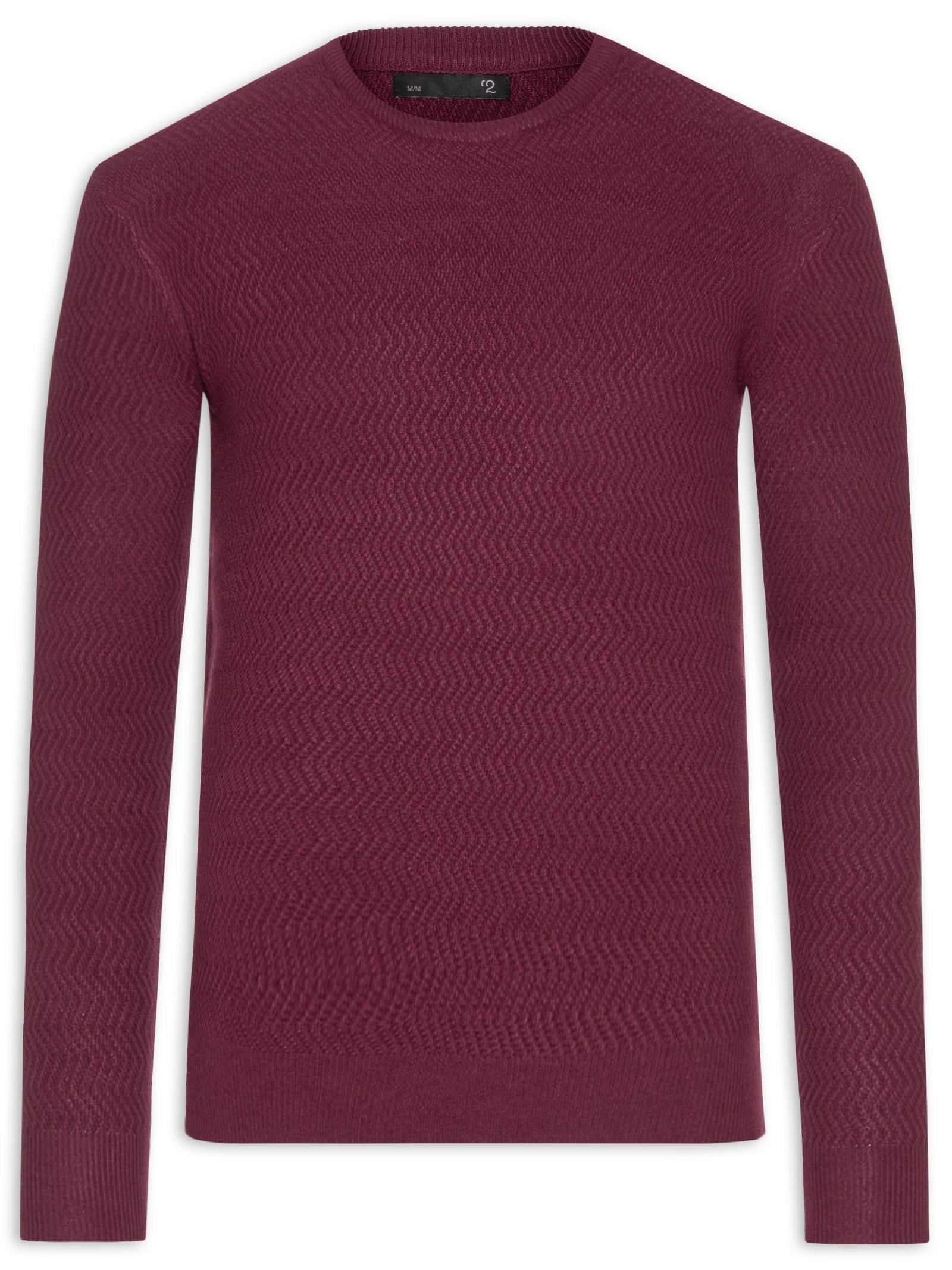 Suéter Masculino Gola Redonda Texturizada Vinho '2 Essential