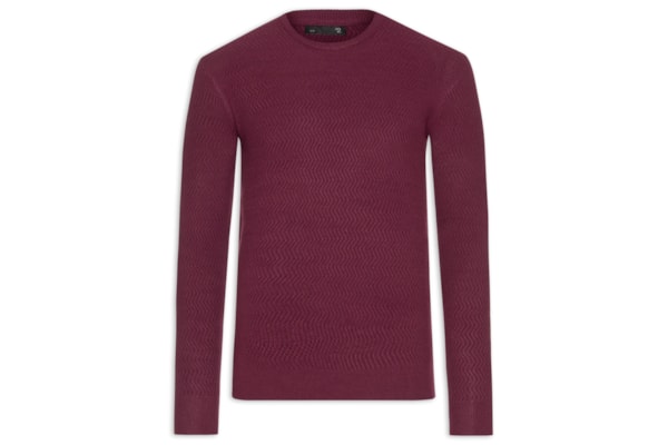 Suéter Masculino Gola Redonda Texturizada - Vinho