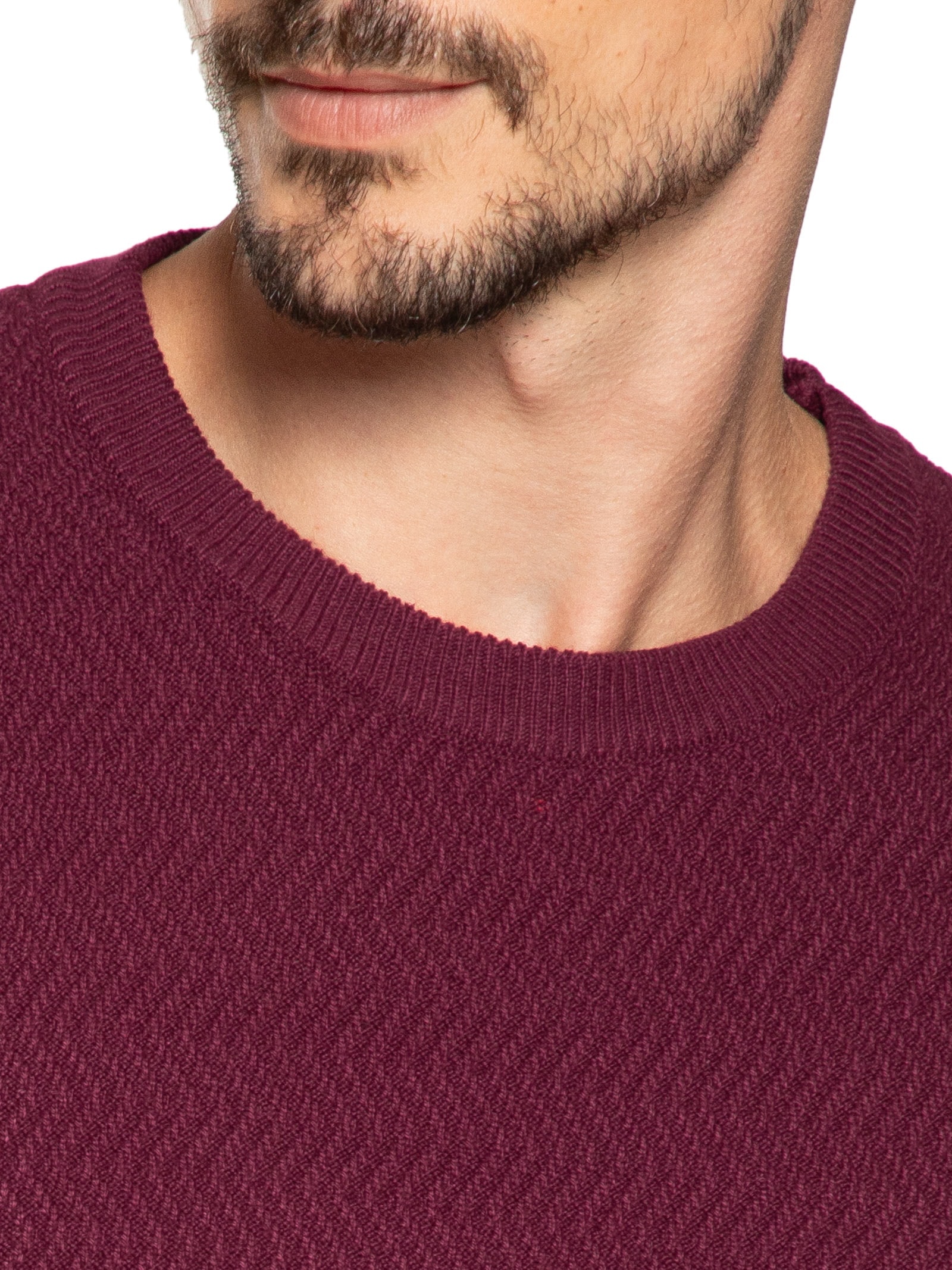 Suéter Masculino Gola Redonda Texturizada Vinho '2 Essential