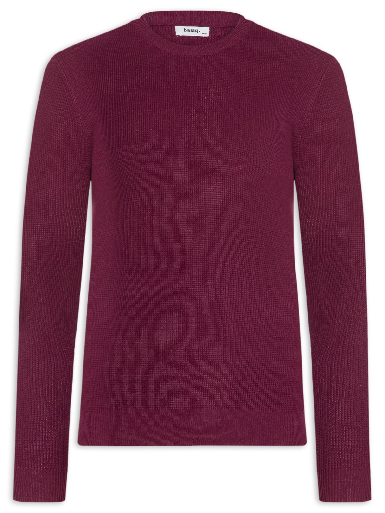 Suéter Masculino Gola Redonda Texturizado Vinho Basiq Men