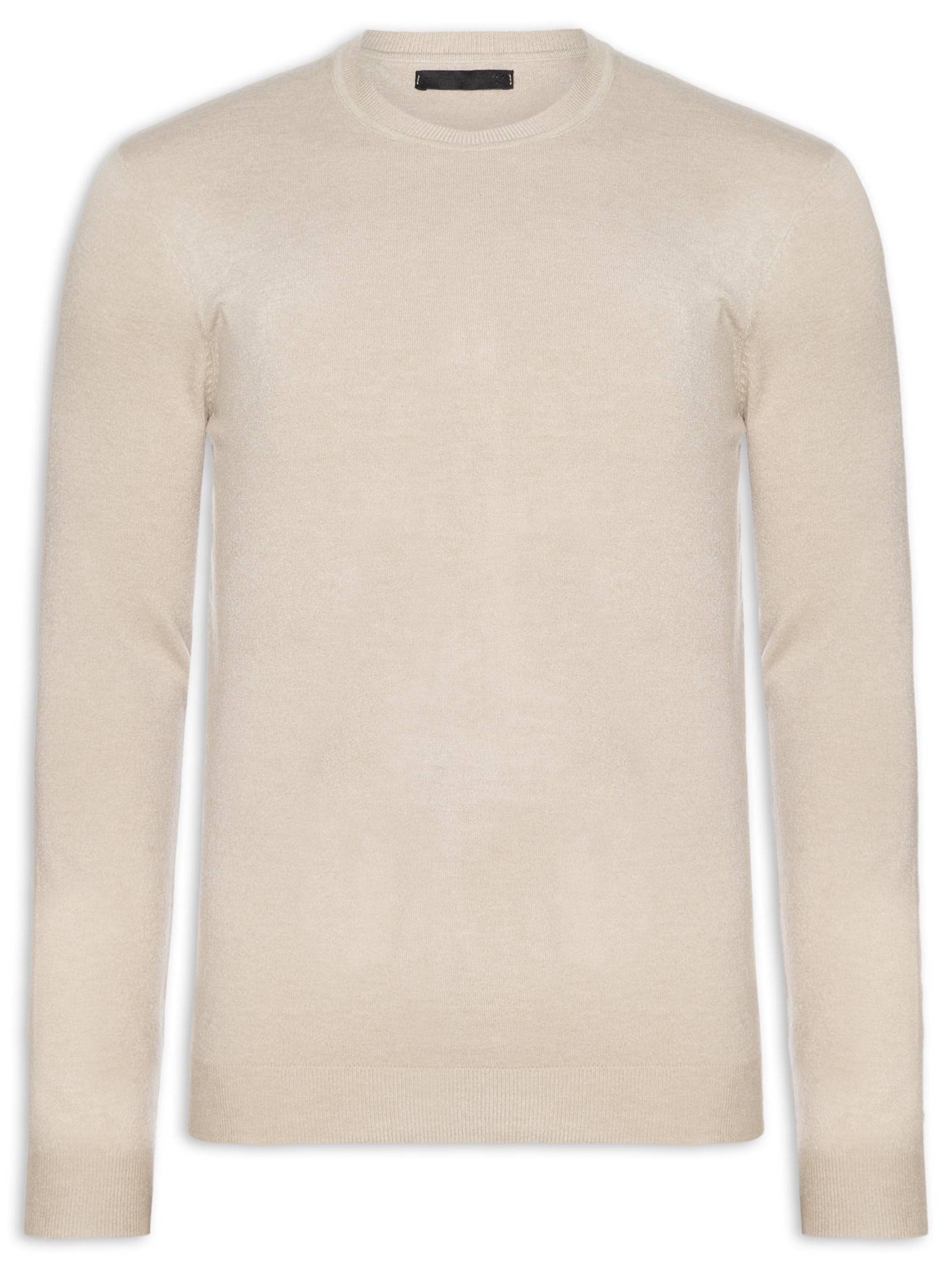 Suéter Masculino Gola Redonda Toque Macio Bege '2 Essential